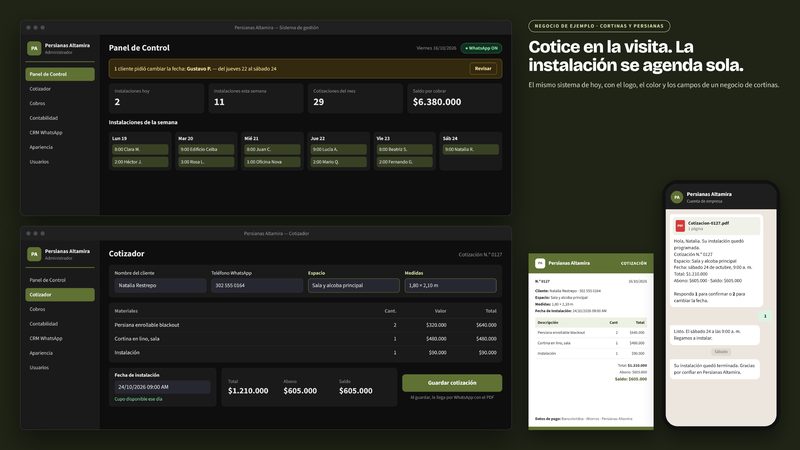 Sistema de gestión de Persianas Altamira, negocio de ejemplo: cortinas y persianas