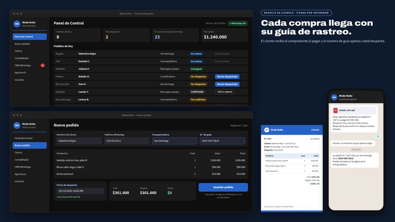 Sistema de gestión de Moda Nube, negocio de ejemplo: tienda por instagram
